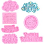 Lot de 6 moules en silicone avec bordure de l'alphabet « happy birthday » pour décoration de gâteau d'annivers ... Lot de 6 moules en silicone avec bordure de l'alphabet « happy birthday » pour décoration de gâteau d'annivers ...