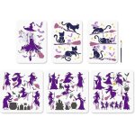 Lot de 6 pochoirs magiques pour chat sorcire, halloween, chteau de chat, balai, peinture, 30 x 30 cm, ...
