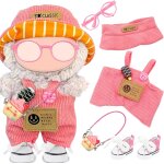Lot de 6 vtements pour poupe en peluche de 17 cm - accessoires mignons pour poupe avec chapeau, haut, ...
