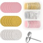 Lot de 60 disques de papier abrasif de 20 mm avec foret a ongles en m�tal, lime a pieds, grain 80#120#180# ...
