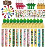 Lot de 60 petits cadeaux de fte tropicale hawaenne avec porte - cls, bracelets, ventilateurs, tatouages ...