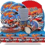 Lot de 61 dcorations de table d'anniversaire pour enfants, vaisselle de course, ustensiles de fte cool ...