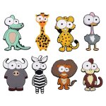 Lot de 8 aimants de r�frig�rateur animaux de dessin anim� ¿ autocollants magn�tiques amusants pour enfants, ...