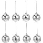 Lot de 8 boules disco a suspendre - 5 cm - boule disco argente - dcoration pour sapin de nol - dcoration ...