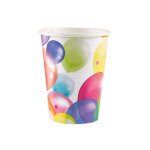 Lot de 8 gobelets jetables balloons 250 ml - multicolore