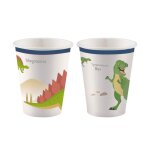 Lot de 8 gobelets jetables happy dinosaur 250 ml - blanc