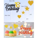 Lot de 9 dcorations de gteau d'anniversaire personnalises noires et dores avec bougies dores en ...