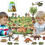 Lot de blocs de construction de parc de dinosaures avec tapis de jeu, 50 pices, modle de jouets avec ...