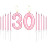 Lot de bougies d'anniversaire roses en forme de chiffre 30 pour filles - d�coration de g�teau d'anniversaire ...