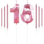 Lot de bougies longues roses en forme de chiffre 16 pour filles - bougies d'anniversaire pour fille - ... Lot de bougies longues roses en forme de chiffre 16 pour filles - bougies d'anniversaire pour fille - ...