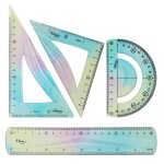 Lot de rgles flexibles, set gomtrique, 4 rgles souples colores avec equerre - outil idal pour elves, ...