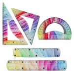 Lot de rgles flexibles, set gomtrique, 5 rgles souples colores avec equerre - outil idal pour elves, ...