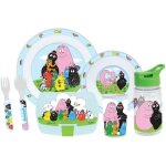 Lot vaisselle - fun house - barbapapa - verre, assiette Ø22 cm et Ø16 cm, couverts, gourde et boite ...