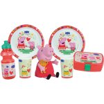 Lot vaisselle - fun house - peppa pig - 2 assiettes creuses Ø 22 cm, 2 verres 220 ml, gourde 350 ml, ...