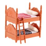 Lovoski 1 / 12 lit superpos miniature de maison de poupe avec ensemble de literie meubles