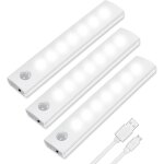 Lumire de placard, 3pcs lampe de placard, lampes 7 led, sans fil, rechargeable par usb, aimant, dtecteur ...