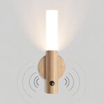 Luminaire applique murale sans fil bois batterie lampe murale dtecteur de mouvement intrieur a pile ...