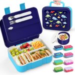 Lunch box enfant garçon, 1250ml bento box avec 5 compartiments et sauce box (dinosaure) Lunch box enfant garçon, 1250ml bento box avec 5 compartiments et sauce box (dinosaure)