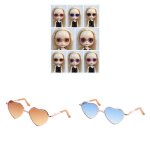 Lunettes de soleil colores en forme de coeur pour poupe blythe, 12 pouces, 2 pices