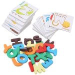 Lv. life carte animaux lettres jeu de cartes d'alphabets carte d'animaux de lettres en bois jouet de ...
