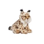Lynx gris assis peluche 24cm
