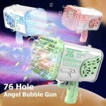Machine a bulles de savon automatique pour enfants, pistolet a fuse, 76 trous, led ange, jouets pour ...