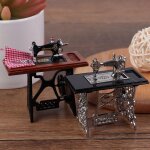 Machine a coudre en bois avec fil pour filles, meubles miniatures, accessoires de ciseaux, pour maison ...