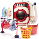 Machine a laver pour enfants, jouet de simulation de maison de jeu, mini jouets electriques rotatifs, ...