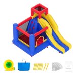 Maison gonflable - duoku - trampoline de jeu ext�rieur - 134 x 102 x 91 pouces - avec toboggan et souffleur ...