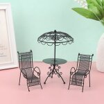 Maison de poupe 1 / 12, ensemble de 3 pices, chaise de table basse en mtal miniature pour jardin et ...