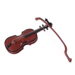 Maison de poup�es 1 / 12, instrument de musique, bricolage, violon en bois avec etui, support en plastique, ...