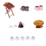 Maison de poup�e 1:12 mod�le de meubles miniatures, cuisine plateau en bois nourriture caf� table a boire ...