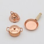 Maison de poup�e 1:12, po�le miniature en bronze, pot, bouilloire, kit de cuisine