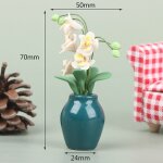 Maison de poupe en argile miniature 1:12, fleur magnolia blanche rouge rose, plante en pot, dcoration ...