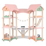 Maison de poupe en bois coatway 3 etages, 7 pices&32 accessoires ralistes, toits, cadeau pour enfants ...