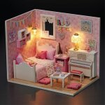 Maison de poup�e en bois fait a la main, mod�le de maison de poup�e, meubles de bricolage, cadeaux de ...
