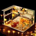 Maison de poup�e en bois miniature pour bricolage, kit de meubles avec jouets led pour enfants, cadeau ...