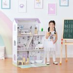 Maison de poupe fille enfant en bois blanche 3 etages accessoires meubles inclus jouet teamson kids ...