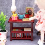 Maison de poup�e, meubles de table basse, table a th�, simulation d'ornements en bois, mod�le de jouets ...