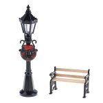 Maison de poup�e miniature, 2 pi�ces / ensemble 1 / 12, lampe de rue et banc de parc de no�l, d�coration ...