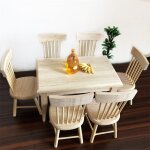 Maison de poup�e miniature en bois 1:12, chaise de table de salle a manger, accessoires de d�cor de jeu, ...