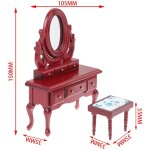 Maison de poup�e miniature en bois 1:12, coiffeuse de maquillage, armoire de rangement, d�coration de ...