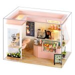Maison de poup�e miniature en bois avec meubles et lumi�res led, kit d'assemblage autonome, cadeau id�al ...