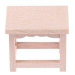 Maison de poup�e miniature en bois, meubles de table, tabouret rond floral, chaise, d�cor pour maison ...