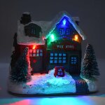 Maison de poupe miniature de dessin anim, jouet scintillant dans la nuit, petite maison, chute de neige, ...