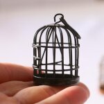 Maison de poup�e miniature echelle 1:12, cage a oiseaux en alliage m�tallique noir, fournitures de meubles ...