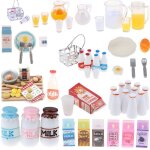 Maison de poupe miniature en rsine, 1 pice / lot, 1 / 12 bouteilles en carton pour petit djeuner, ...