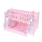 Maison de poupe miniature, simulation princesse europenne, lit double, lit superpos rose avec drap ...