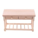 Maison de poup�e miniature, table en bois non peinte, avec tiroirs, meubles, jouets, accessoires, 1:12 ...