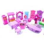 Maison de poupe en plastique, 22 pices, ensemble de jeu, meubles miniatures, chambres pour bbs et ...